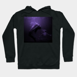 Mermaid Saves Drowning Victim in Purple Underwater Scene Hoodie